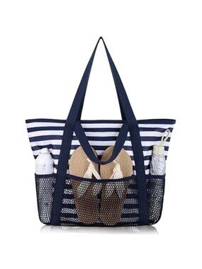 Beach Bag Large Waterproof Sandproof Tote for Women with Zipper and